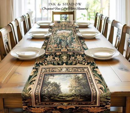 Dark Academia Victorian Royal Table Runner | Fantasy Dining Room Boho Woodland Princess Medieval Rustic Floral Landscape Coquette Maximalist