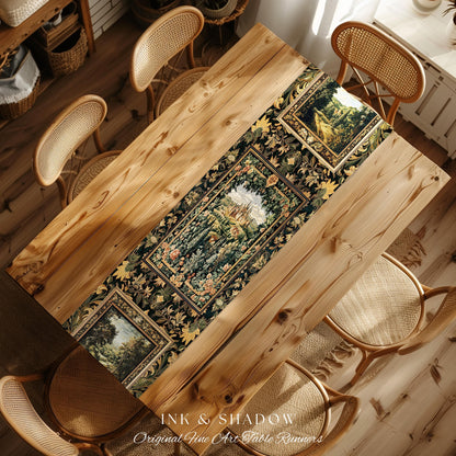 Dark Academia Victorian Royal Table Runner | Fantasy Dining Room Boho Woodland Princess Medieval Rustic Floral Landscape Coquette Maximalist