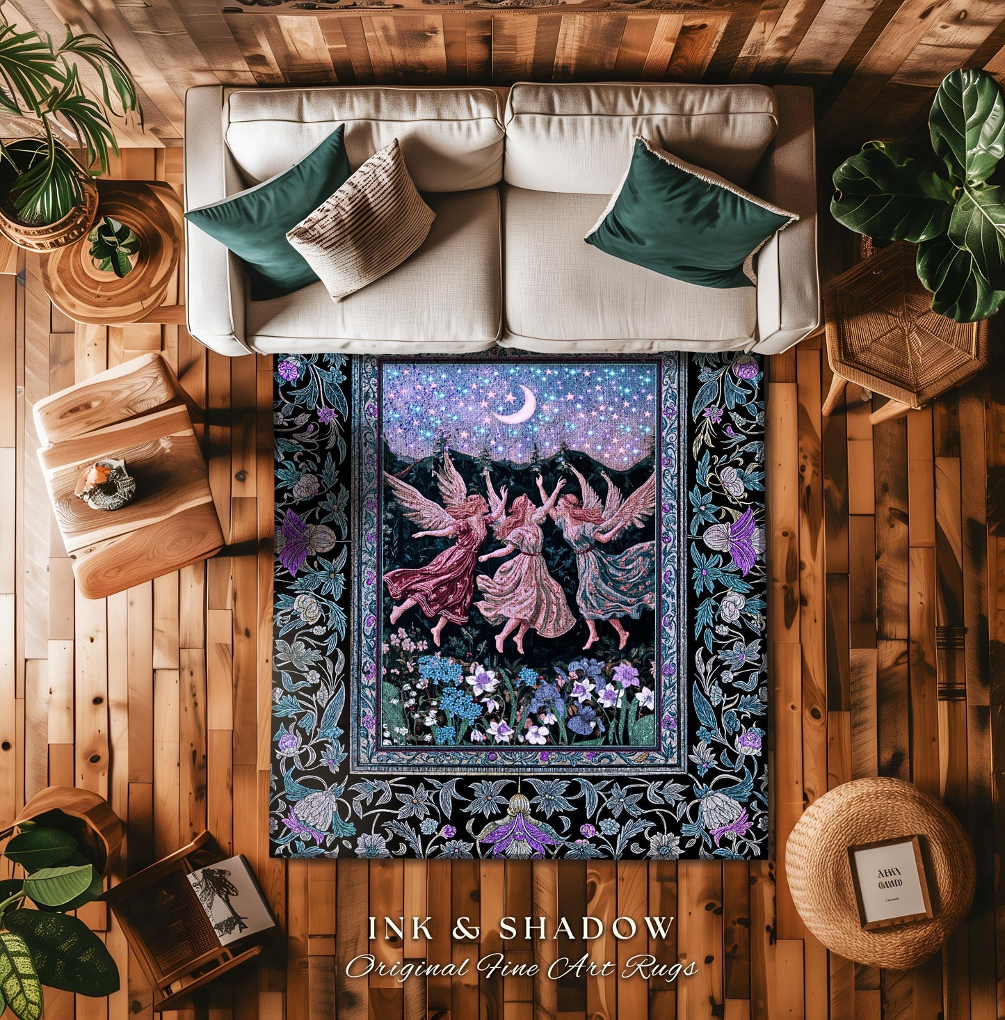 Pastel Fairytale Ethereal Fairy Accent Rug | Whimsical Folklore Medieval Bedroom Mystical Fairycore Mystic Academia Dreamy Boho Home Decor