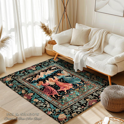 Fairycore Ethereal Angel Accent Rug | Woodland Folklore Bohemian Midsummer Aesthetic Light Academia Cozy Forestcore Home Decor Witchy Style