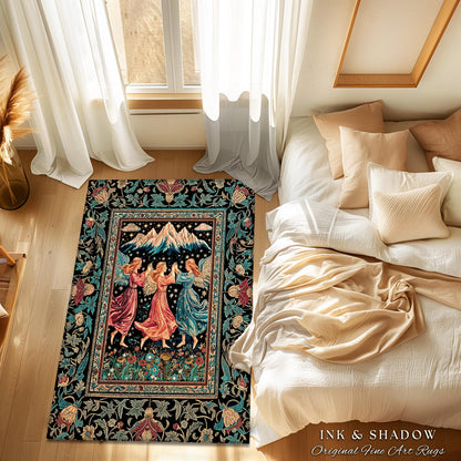 Fairycore Ethereal Angel Accent Rug | Woodland Folklore Bohemian Midsummer Aesthetic Light Academia Cozy Forestcore Home Decor Witchy Style