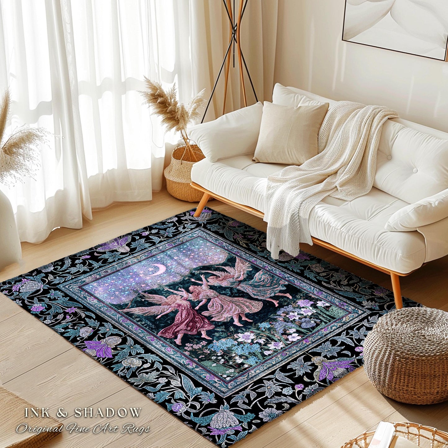 Pastel Fairytale Ethereal Fairy Accent Rug | Whimsical Folklore Medieval Bedroom Mystical Fairycore Mystic Academia Dreamy Boho Home Decor
