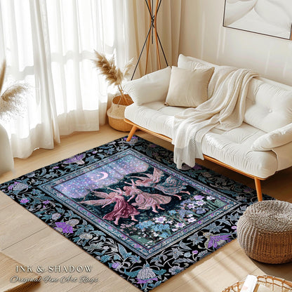 Pastel Fairytale Ethereal Fairy Accent Rug | Whimsical Folklore Medieval Bedroom Mystical Fairycore Mystic Academia Dreamy Boho Home Decor