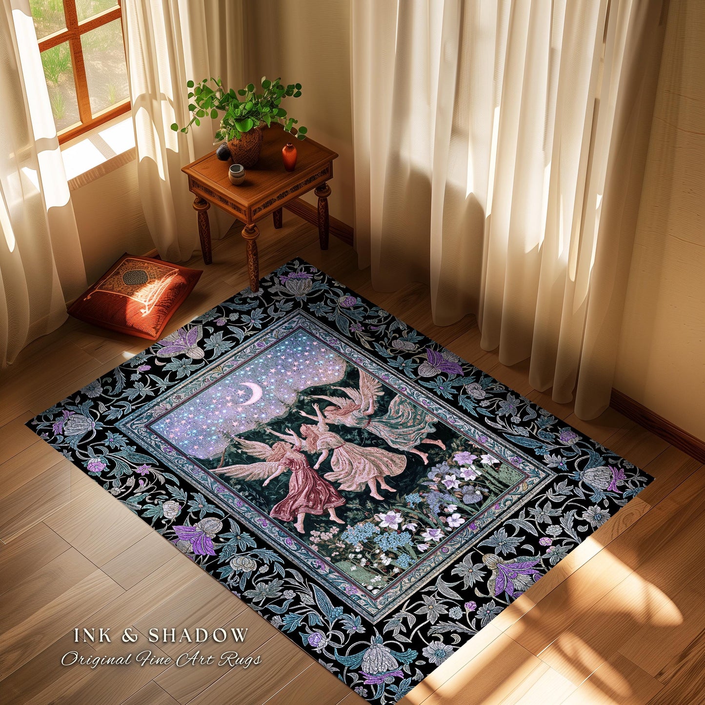 Pastel Fairytale Ethereal Fairy Accent Rug | Whimsical Folklore Medieval Bedroom Mystical Fairycore Mystic Academia Dreamy Boho Home Decor