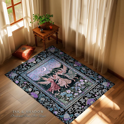 Pastel Fairytale Ethereal Fairy Accent Rug | Whimsical Folklore Medieval Bedroom Mystical Fairycore Mystic Academia Dreamy Boho Home Decor