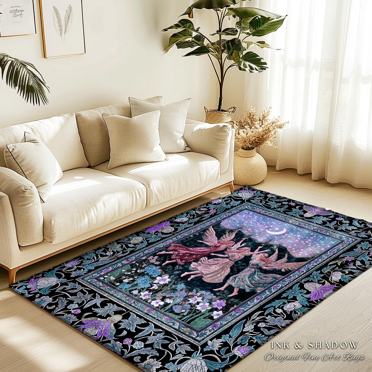 Pastel Fairytale Ethereal Fairy Accent Rug | Whimsical Folklore Medieval Bedroom Mystical Fairycore Mystic Academia Dreamy Boho Home Decor