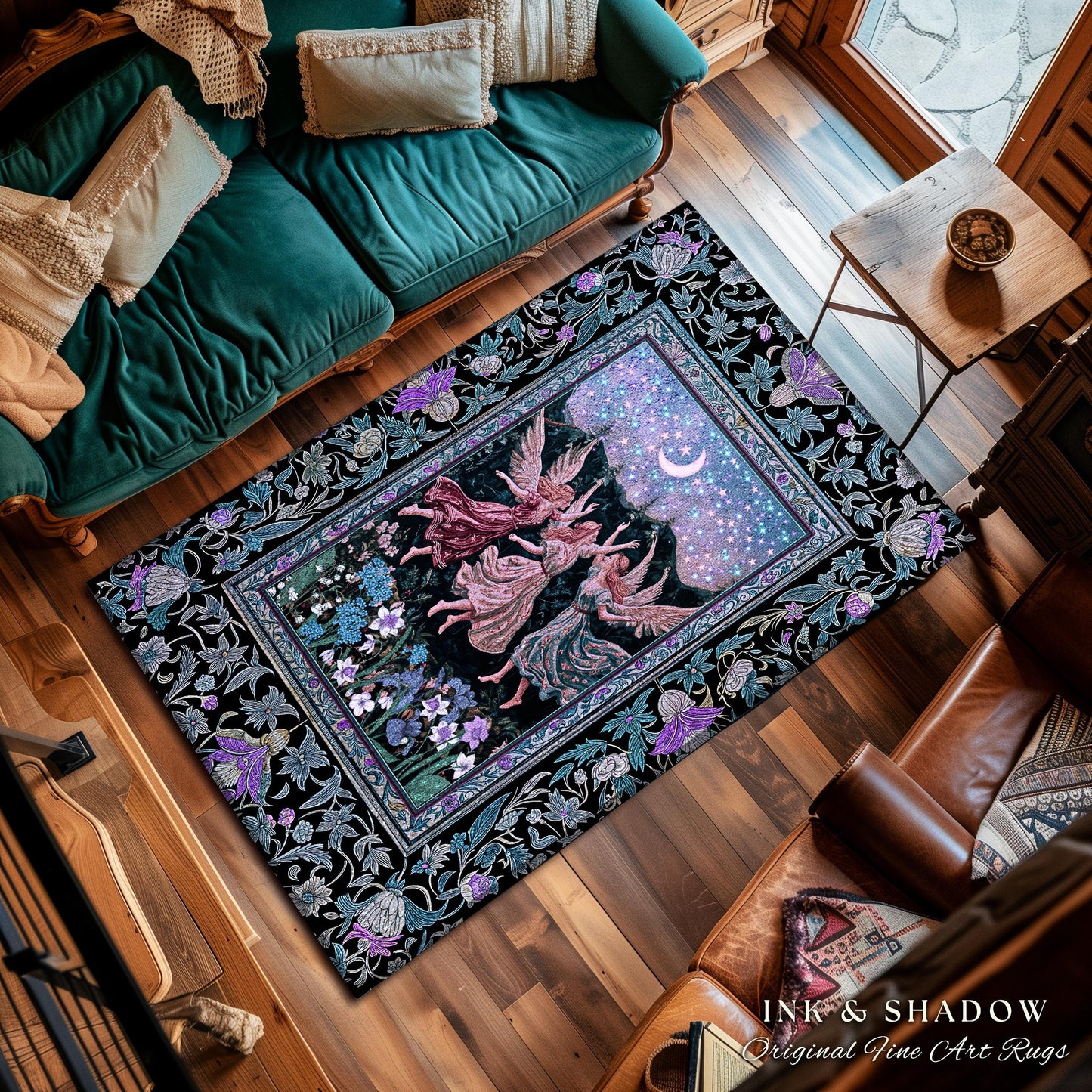 Pastel Fairytale Ethereal Fairy Accent Rug | Whimsical Folklore Medieval Bedroom Mystical Fairycore Mystic Academia Dreamy Boho Home Decor