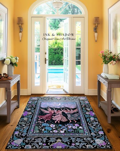 Pastel Fairytale Ethereal Fairy Accent Rug | Whimsical Folklore Medieval Bedroom Mystical Fairycore Mystic Academia Dreamy Boho Home Decor