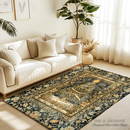 Celestial Wonder Christmas Rug | Cozy Winter Floor Art Cottagecore Tree Accent Rustic Cabin Decor Holiday Vintage Heirloom Xmas Style Gift