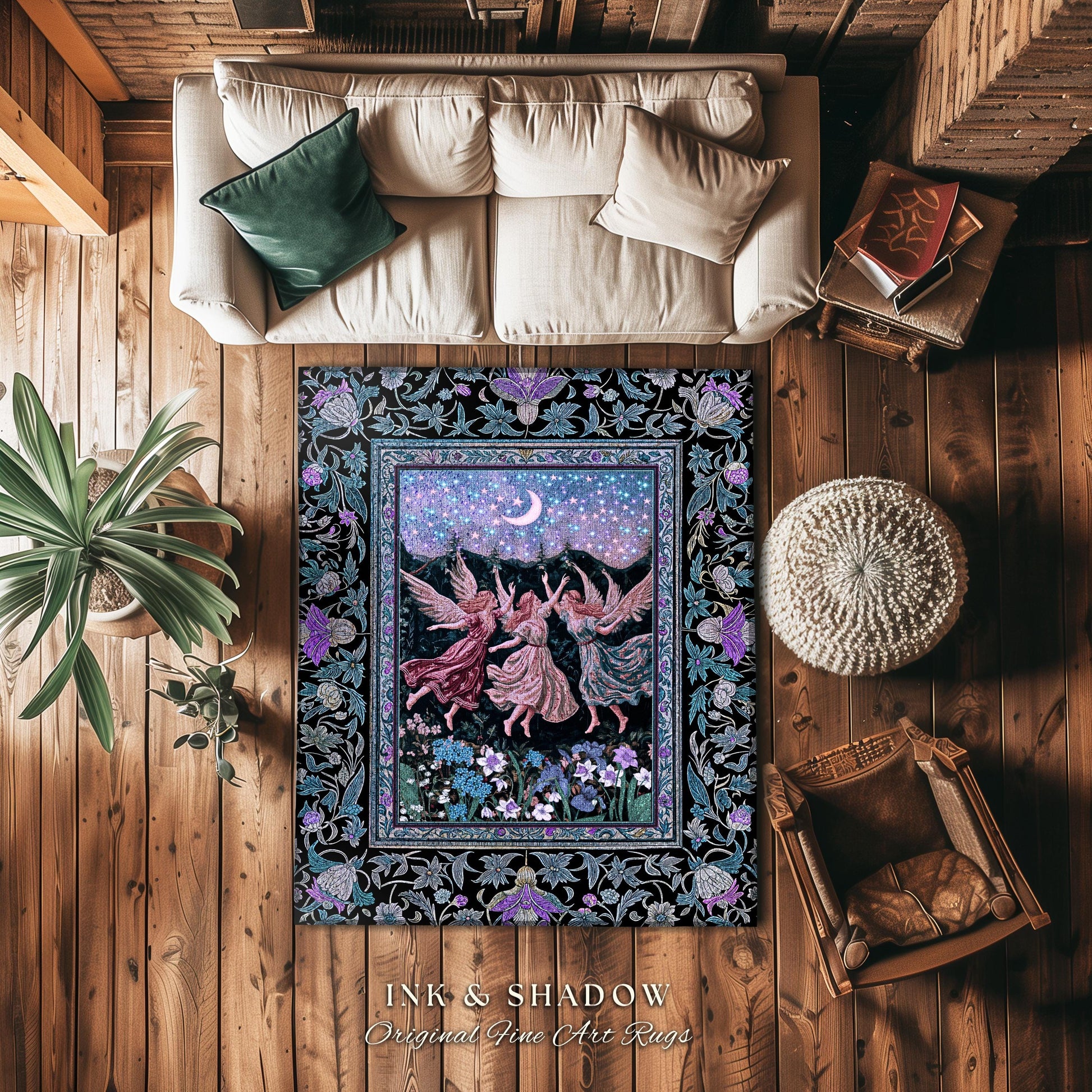 Pastel Fairytale Ethereal Fairy Accent Rug | Whimsical Folklore Medieval Bedroom Mystical Fairycore Mystic Academia Dreamy Boho Home Decor