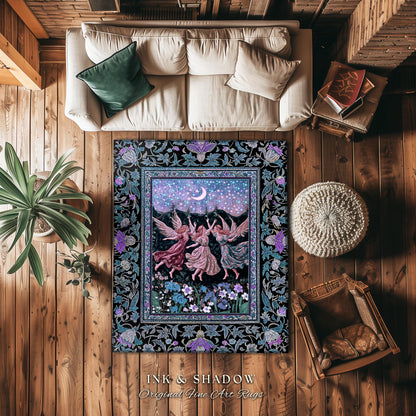 Pastel Fairytale Ethereal Fairy Accent Rug | Whimsical Folklore Medieval Bedroom Mystical Fairycore Mystic Academia Dreamy Boho Home Decor