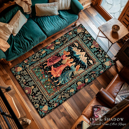 Fairycore Ethereal Angel Accent Rug | Woodland Folklore Bohemian Midsummer Aesthetic Light Academia Cozy Forestcore Home Decor Witchy Style