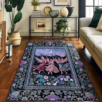 Pastel Fairytale Ethereal Fairy Accent Rug | Whimsical Folklore Medieval Bedroom Mystical Fairycore Mystic Academia Dreamy Boho Home Decor