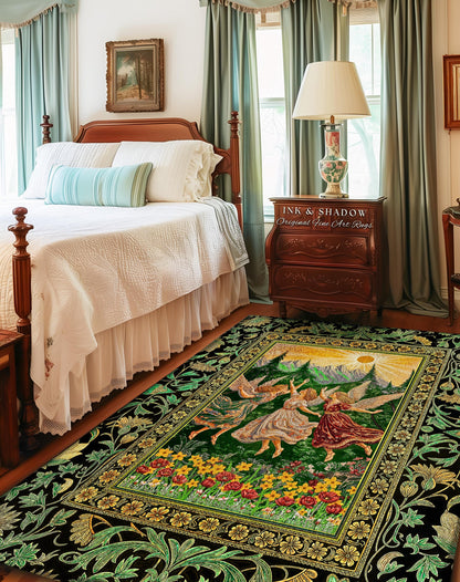 Dreamy Fairy Meadow Accent Rug | Midsummer Folklore Bedroom Fairycore Forest Nymph Decor Fairytale Cottagecore Retro Scandinavian Aesthetic