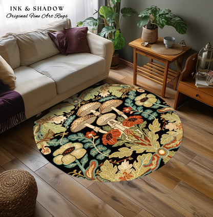 Midcentury Mushroom Rug | 70s Aesthetic Bedroom Boho Living Room Home Decor Mushroom Lover Gift Cottagecore Earth Tone Woodland Area Rug |