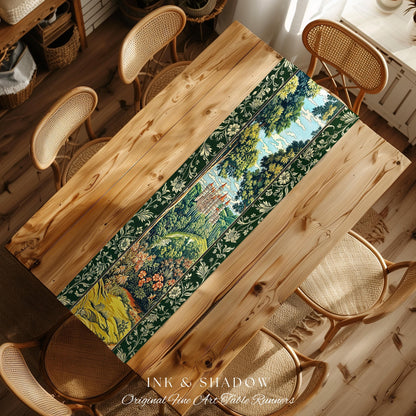 Fairytale Aesthetic Castle Table Runner Fairycore Folklore Inspired Decor | Magical Woodland Dining Room Whimsigothic Ethereal Forest Style