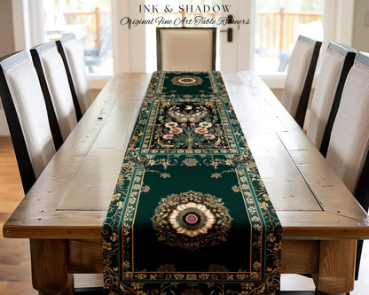Ethereal Moth Table Runner Witchy Aesthetic Room Decor, Gothic Whimsical Occult Whimsigothic Wildflower Butterfly Fairycore Dining Room Boho