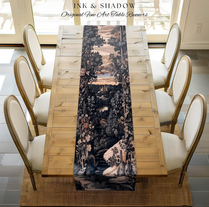 Pastel Fairy Aesthetic Table Runner | Ethereal Woodland Royalcore Rosy Dining Room Botanical Landscape Medieval Princess Housewarming Gifts