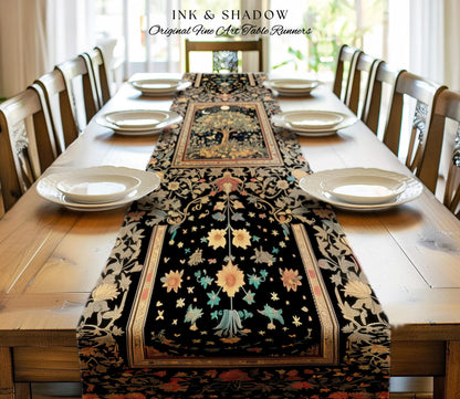 Rustic Medieval Fairycore Table Runner | Gothic Forest Home Decor Maximalist Aesthetic Housewarming Gift Parisian Dining Room Chateaucore |