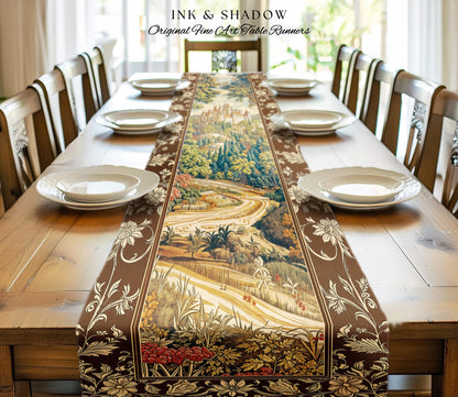 Book Nook Fairytale Castle Table Runner, Woodland Fairycore Bohemian Folklore Aesthetic Magical Landscape Forestcore Dark Academia Decor |