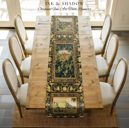 Ethereal Fairytale Fantasy Castle Table Runner | Dark Academia Woodland Folklore Princess Aesthetic Magical Landscape Forestcore Romantic |