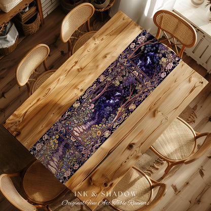 Magical Woodland Mushroom Table Runner | Fairytale Theme Woodland Botanical Aesthetic Whimsical Home Decor Dining Room Housewarming Gift |