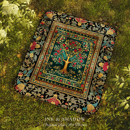 Blooming Roses Romantic Rococo Woven Throw Tree Blanket Jacquard Tapestry