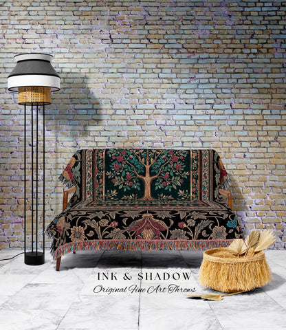 Blooming Roses Romantic Rococo Woven Throw Tree Blanket Jacquard Tapestry