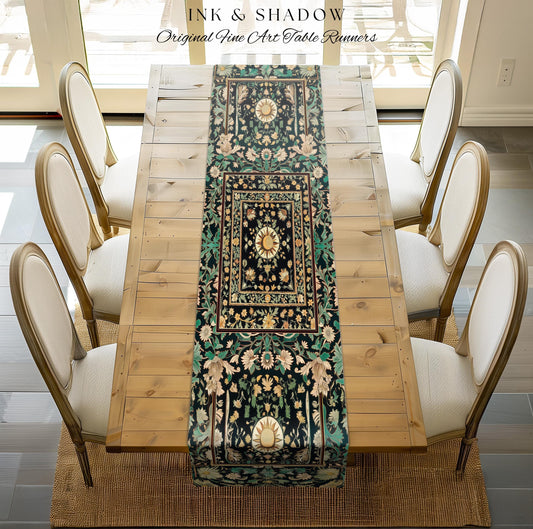 Witchy Sun Dark Academia Table Runner | Bohemian Rustic Whimsical Gothic Maximalist Dining Table Whimsical Celestial Astrology Aesthetic |