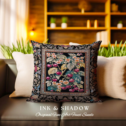 Dark Romantic Cherry Blossom Decorative Cushion Tapestry Throw Pillow