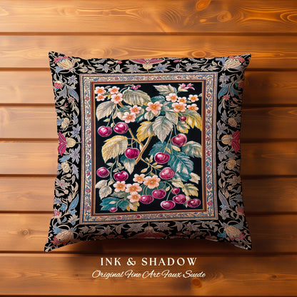 Dark Romantic Cherry Blossom Decorative Cushion Tapestry Throw Pillow