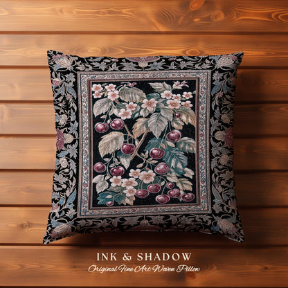 Dark Romantic Cherry Blossom Decorative Cushion Tapestry Throw Pillow