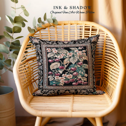 Dark Romantic Cherry Blossom Decorative Cushion Tapestry Throw Pillow