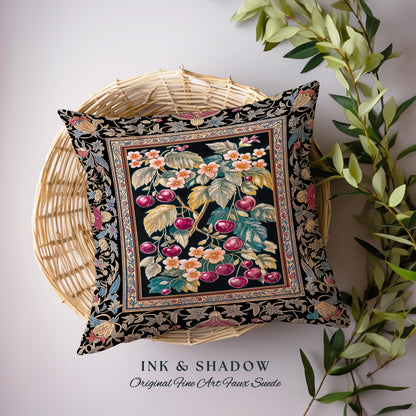 Dark Romantic Cherry Blossom Decorative Cushion Tapestry Throw Pillow