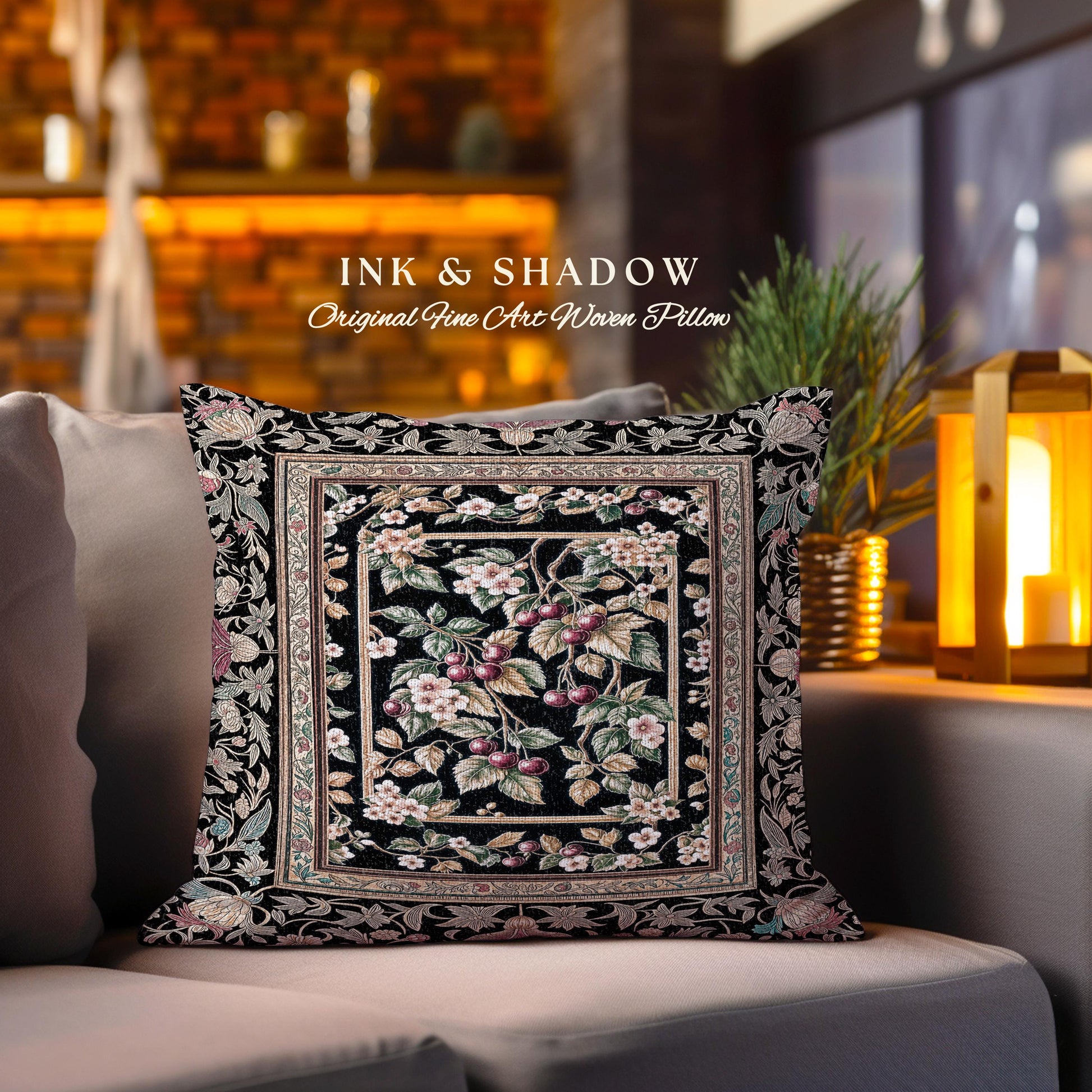 Mystic Baroque Cherry Garden Tapestry Pillow Decorative Throw Cushion