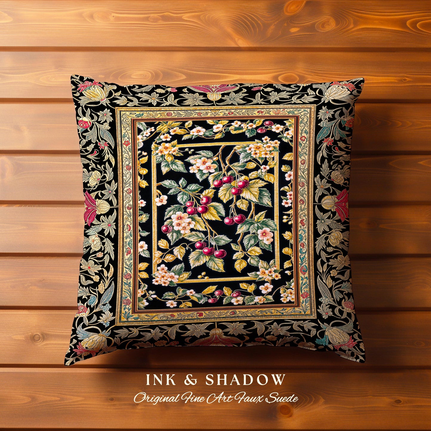 Mystic Baroque Cherry Garden Tapestry Pillow Decorative Throw Cushion