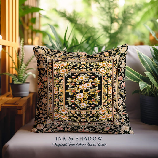 Maximalist Cherry Blossom Decorative Cushion Tapestry Throw Pillow