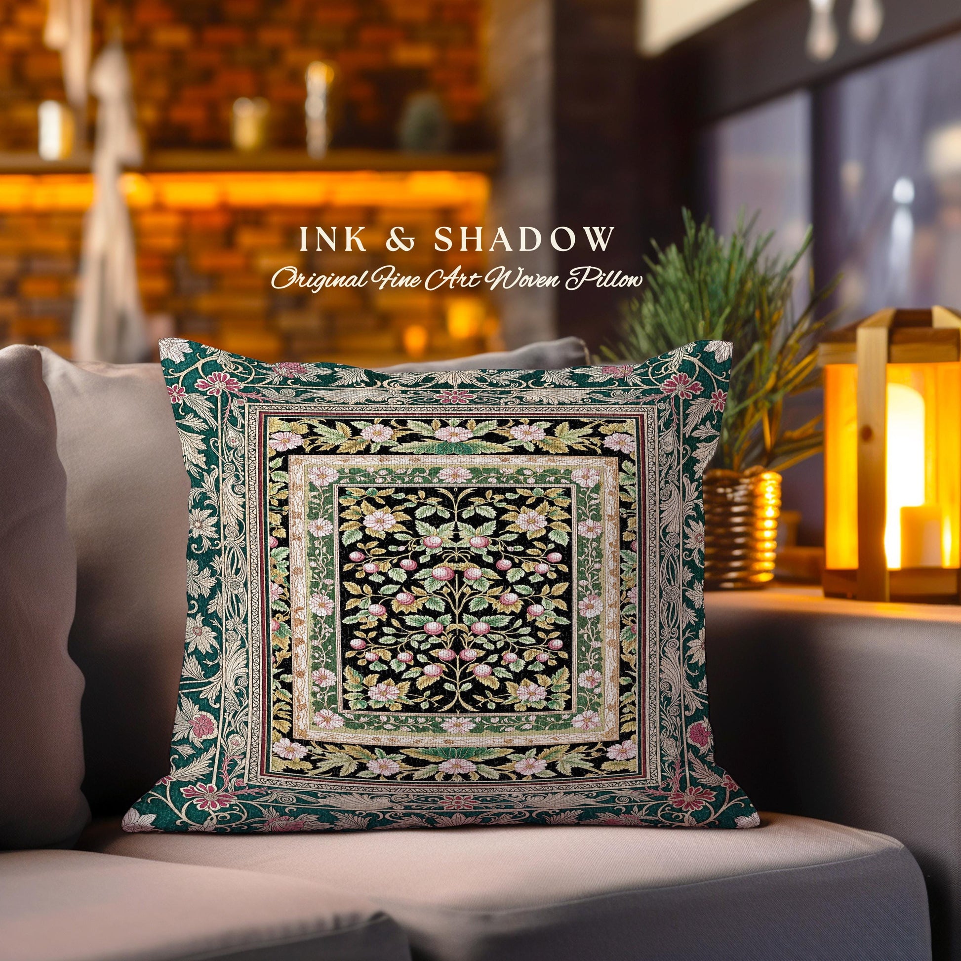 Botanical Abundance Gothic Decorative Cushion Tapestry Throw Pillow