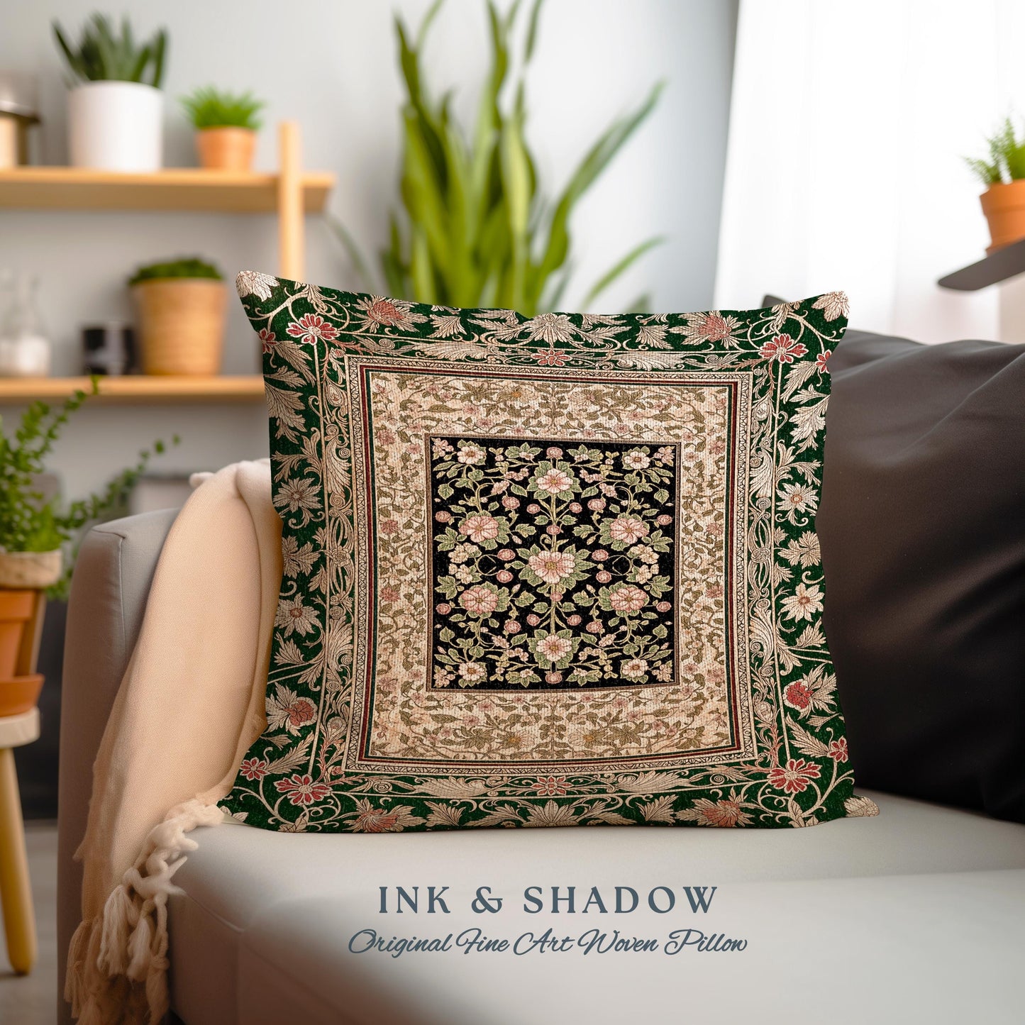 Victorian Garden Floral Tapestry Pillow Decorative Throw Cushion