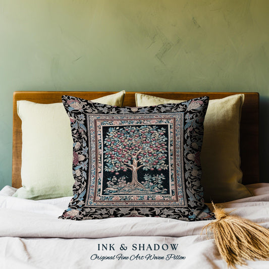 Medieval Cherry Tree of Life Decorative Cushion Tapestry Throw Pillow