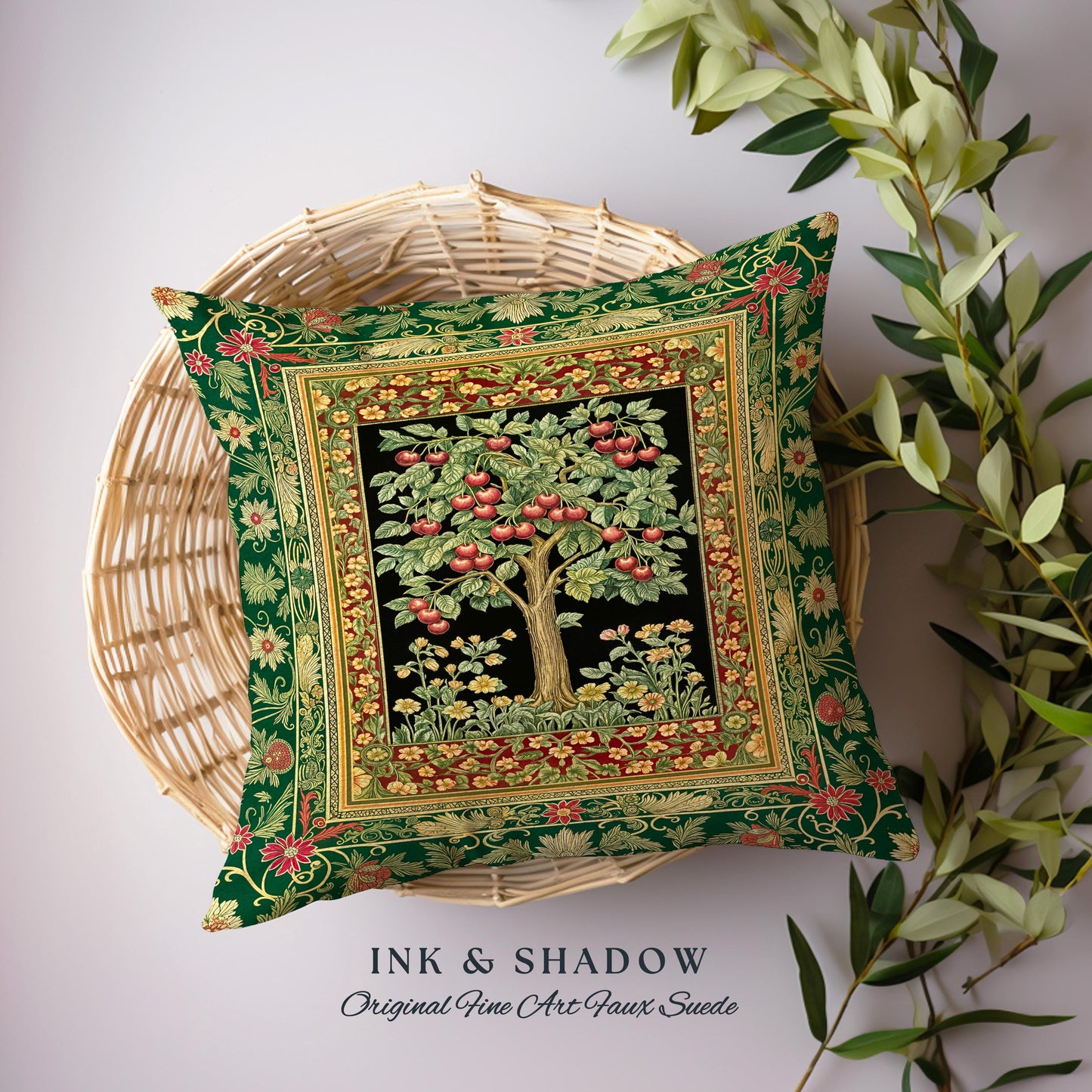 Woodland Folklore Tree of Life Tapestry Pillow Decorative Throw Cushion