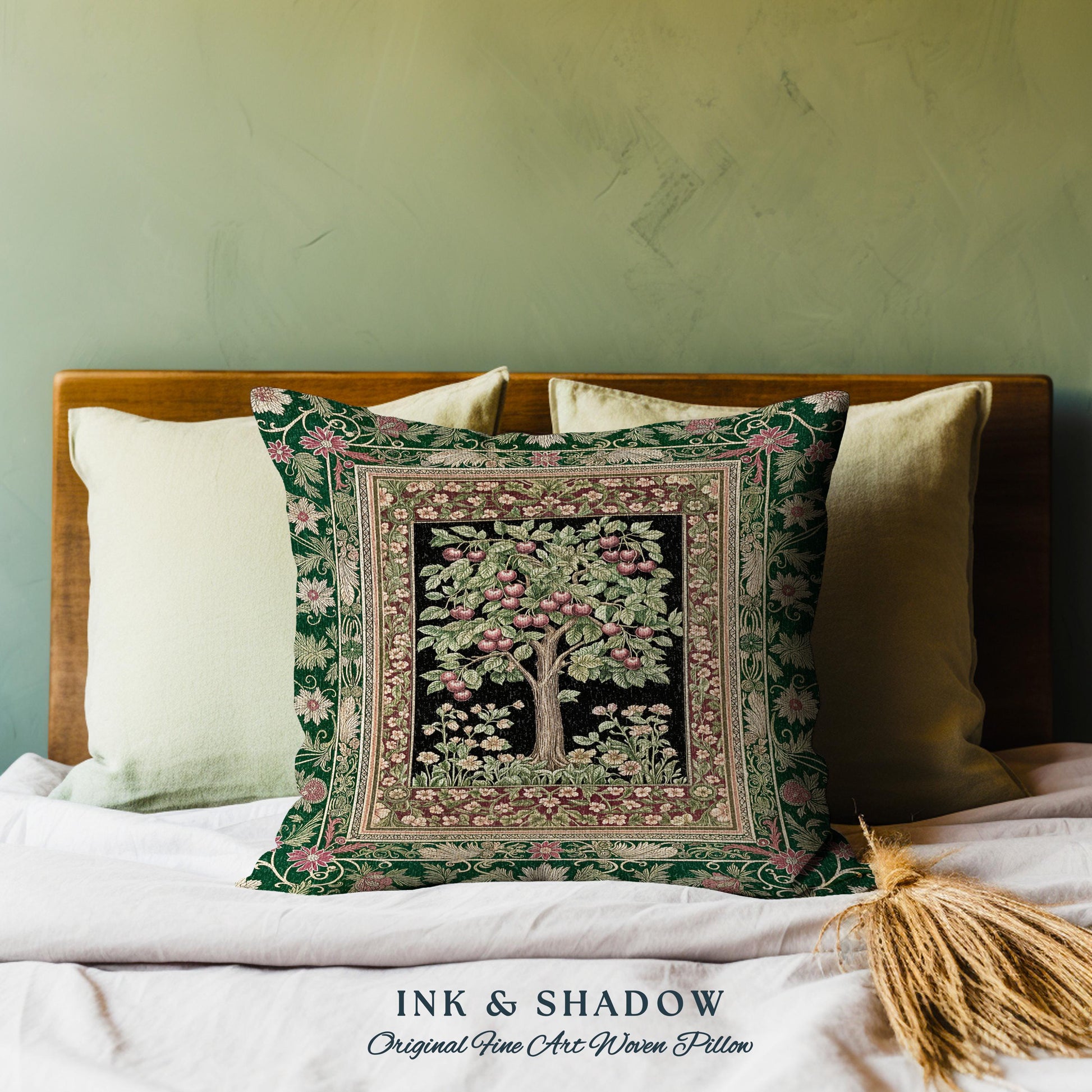 Woodland Folklore Tree of Life Tapestry Pillow Decorative Throw Cushion