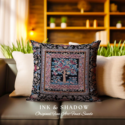 Mystical Dark Academia Tree of Life Tapestry Pillow Decorative Throw Cushion