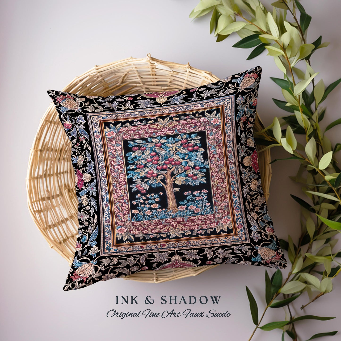 Mystical Dark Academia Tree of Life Tapestry Pillow Decorative Throw Cushion