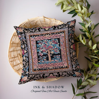 Mystical Dark Academia Tree of Life Tapestry Pillow Decorative Throw Cushion