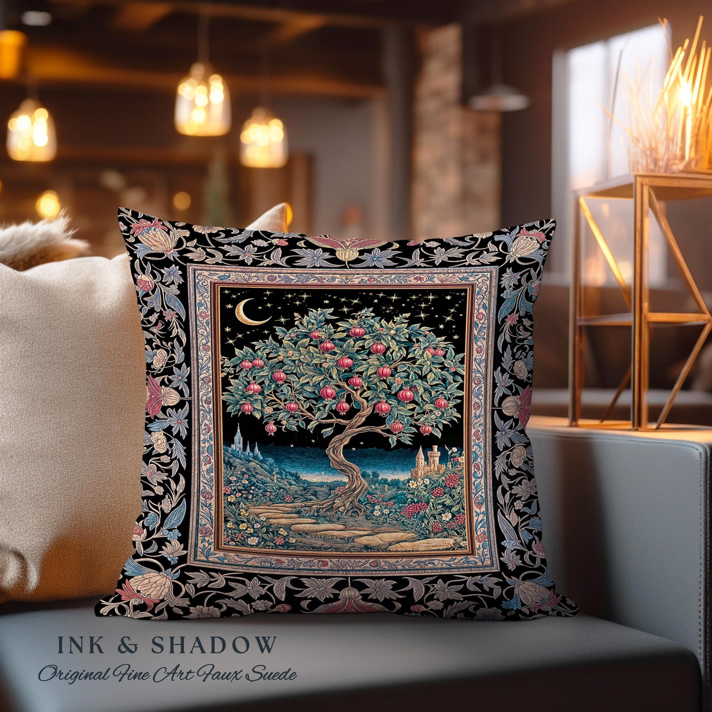 Twilight Orchard Tree Life Decorative Cushion Tapestry Throw Pillow