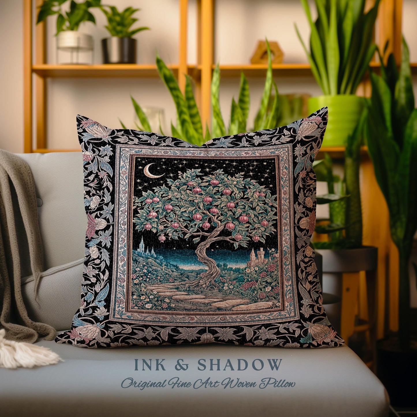Twilight Orchard Tree Life Decorative Cushion Tapestry Throw Pillow