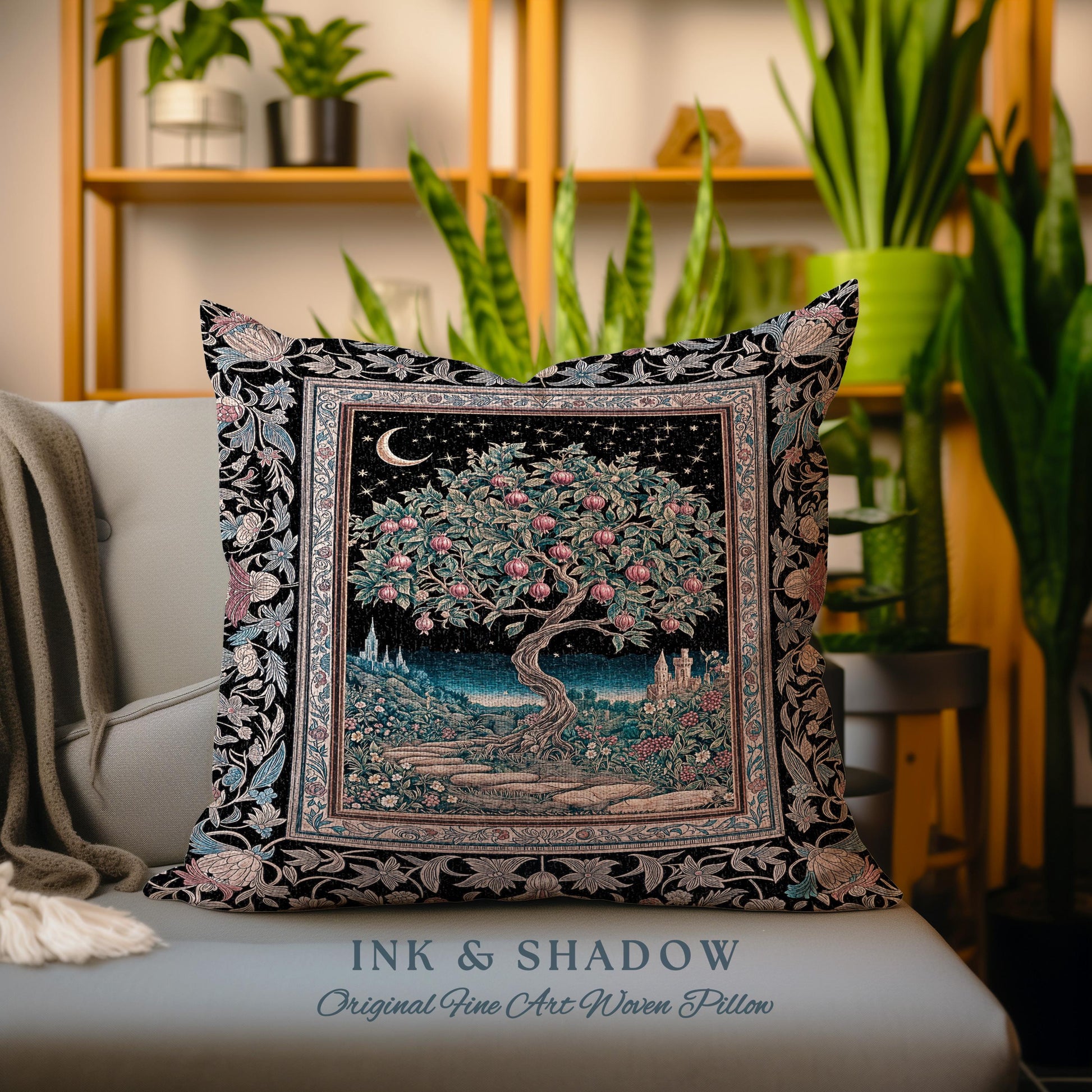 Twilight Orchard Tree Life Decorative Cushion Tapestry Throw Pillow