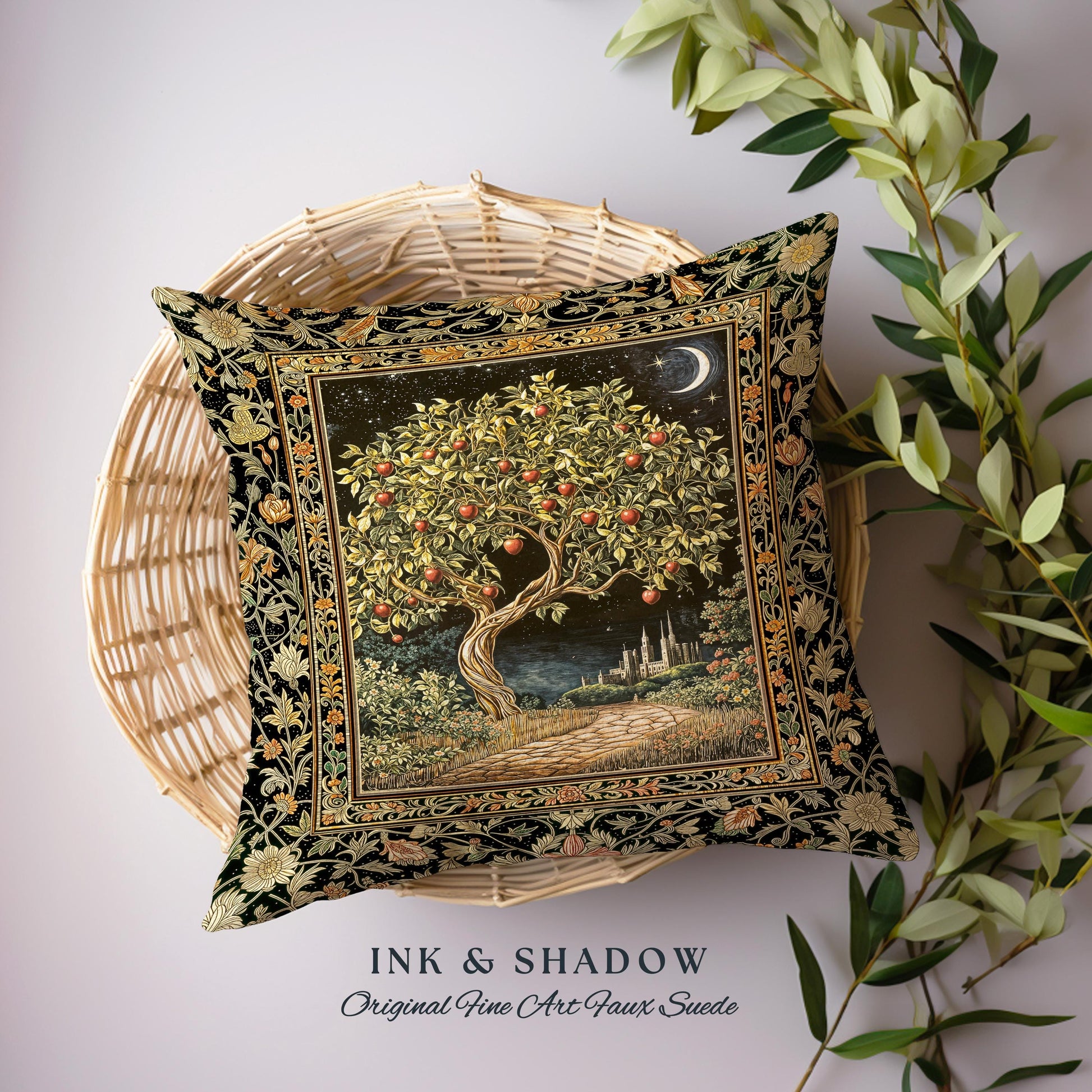 Starlit Storybook Decorative Tree Cushion Tapestry Throw Pillow