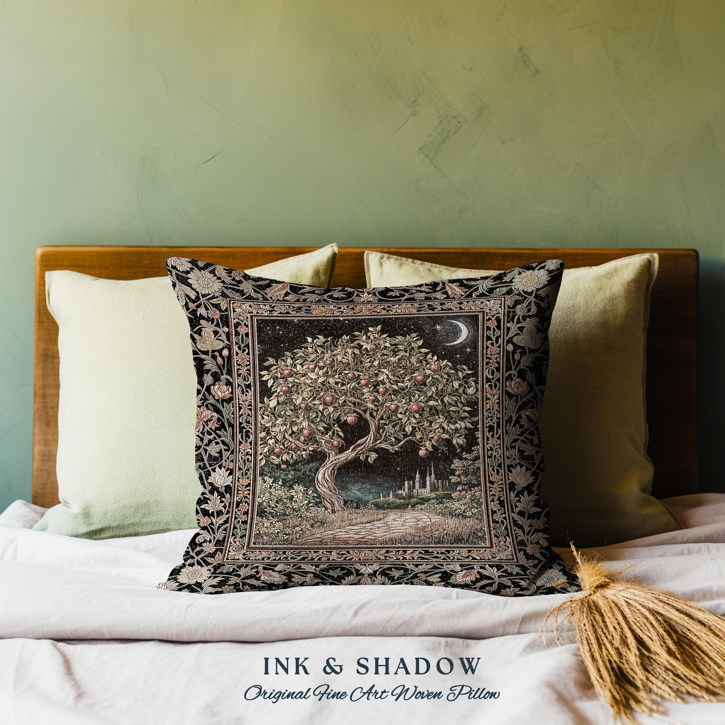 Starlit Storybook Decorative Tree Cushion Tapestry Throw Pillow